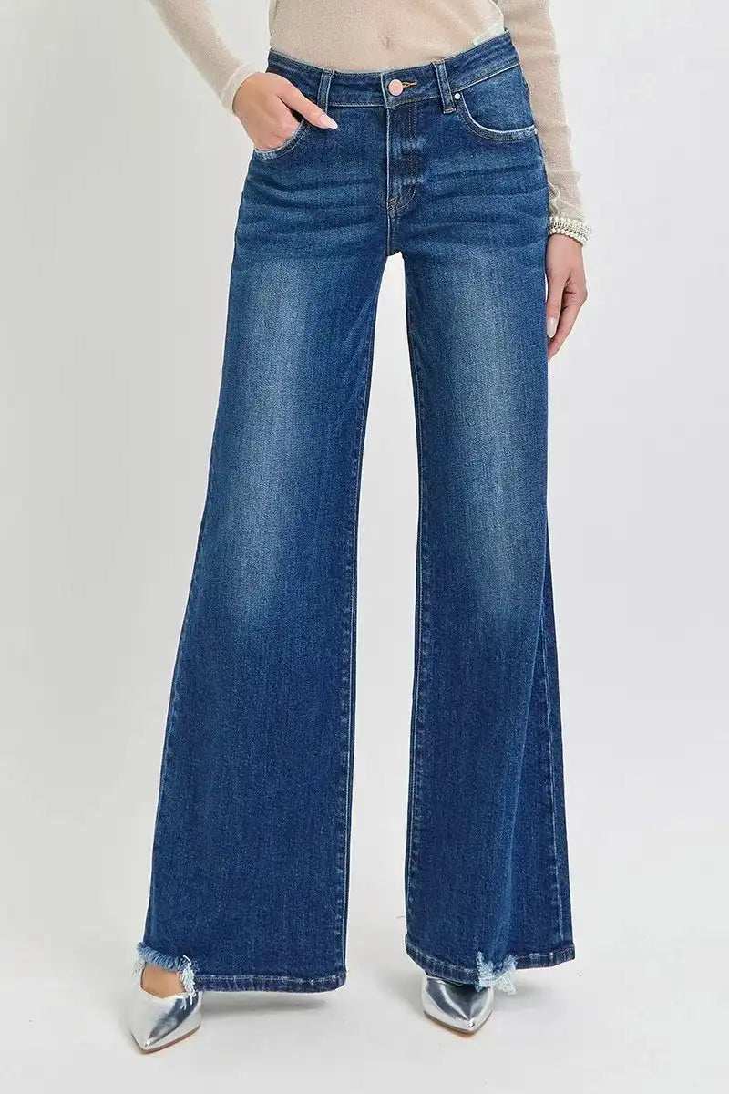 RISEN Full Size Mid Rise Wide Jeans Plus Size - Trendsi - Flyclothing LLC