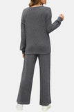 Round Neck Long Sleeve Top and Pants Set - Trendsi - Flyclothing LLC