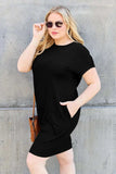 Basic Bae Bamboo Full Size Round Neck Short Sleeve Dress with Pockets - Trendsi - Flyclothing LLC
