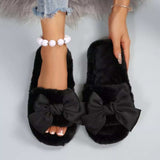 Bow Open Toe Flats Slippers - Trendsi - Flyclothing LLC