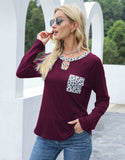 Cutout Leopard Round Neck Long Sleeve T-Shirt - Trendsi - Flyclothing LLC