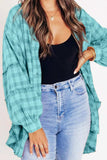 Exposed Seam Plaid Collared Neck Long Sleeve Shirt - Trendsi - Flyclothing LLC
