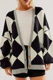 Color Block Button Down Long Sleeve Cardigan - Trendsi - Flyclothing LLC