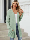 Pocketed Open Front Long Sleeve Cardigan - Trendsi - Flyclothing LLC