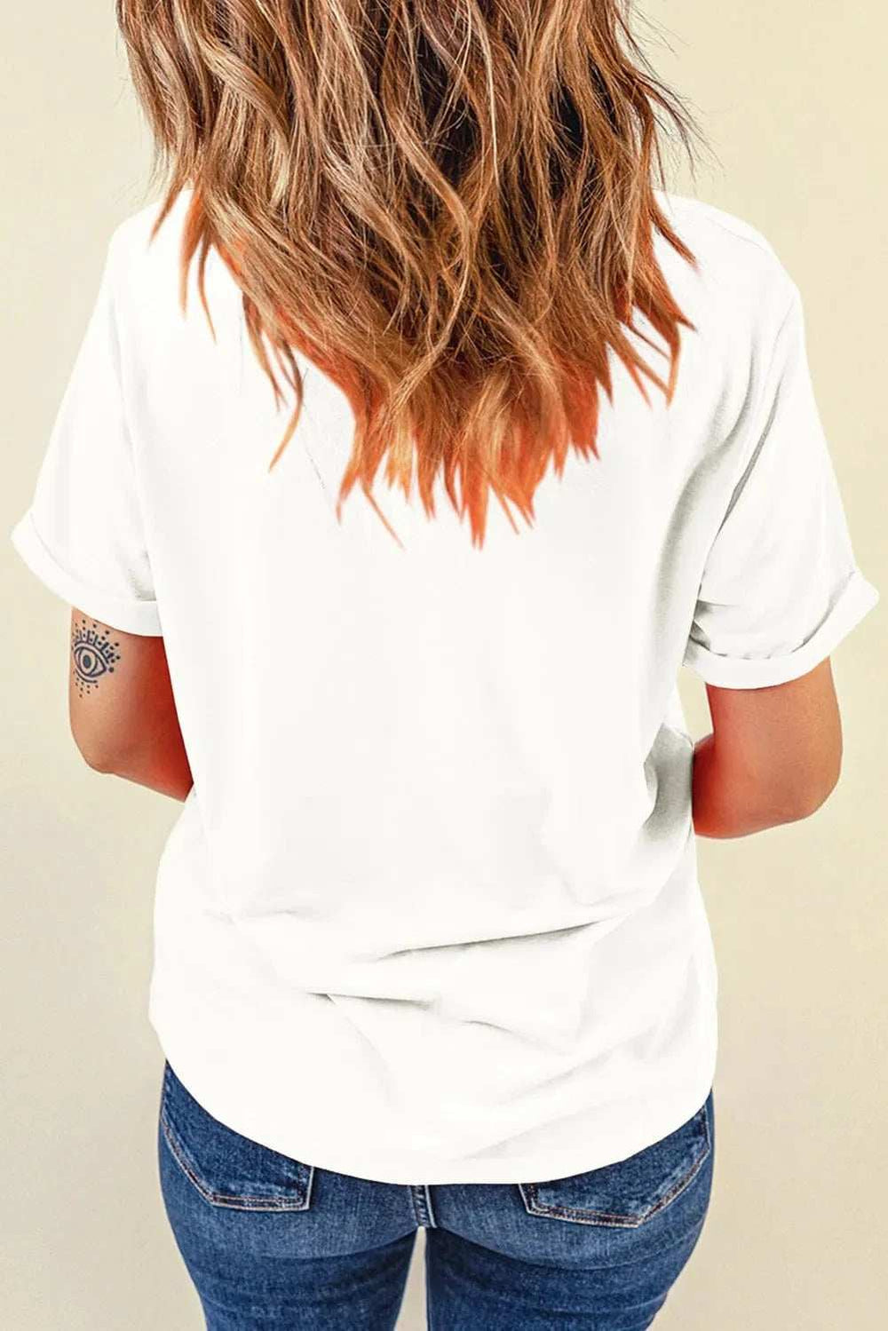 Letter Graphic Round Neck Short Sleeve T-Shirt - Trendsi - Flyclothing LLC