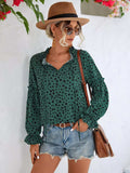 Animal Print Tie Neck Flounce Sleeve Blouse - Trendsi - Flyclothing LLC