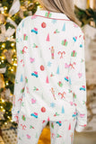 Printed Collared Neck Long Sleeve Top and Pants Lounge Set - Trendsi - Flyclothing LLC