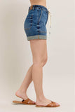 Judy Blue Full Size High Rise Cuff Denim Shorts Plus Size - Trendsi - Flyclothing LLC