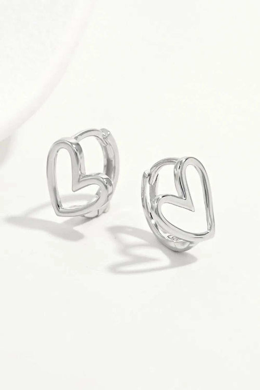 925 Sterling Silver Heart Shape Earrings - Trendsi - Flyclothing LLC