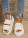 Fluffy Open Toe Platform Sandals - Trendsi - Flyclothing LLC