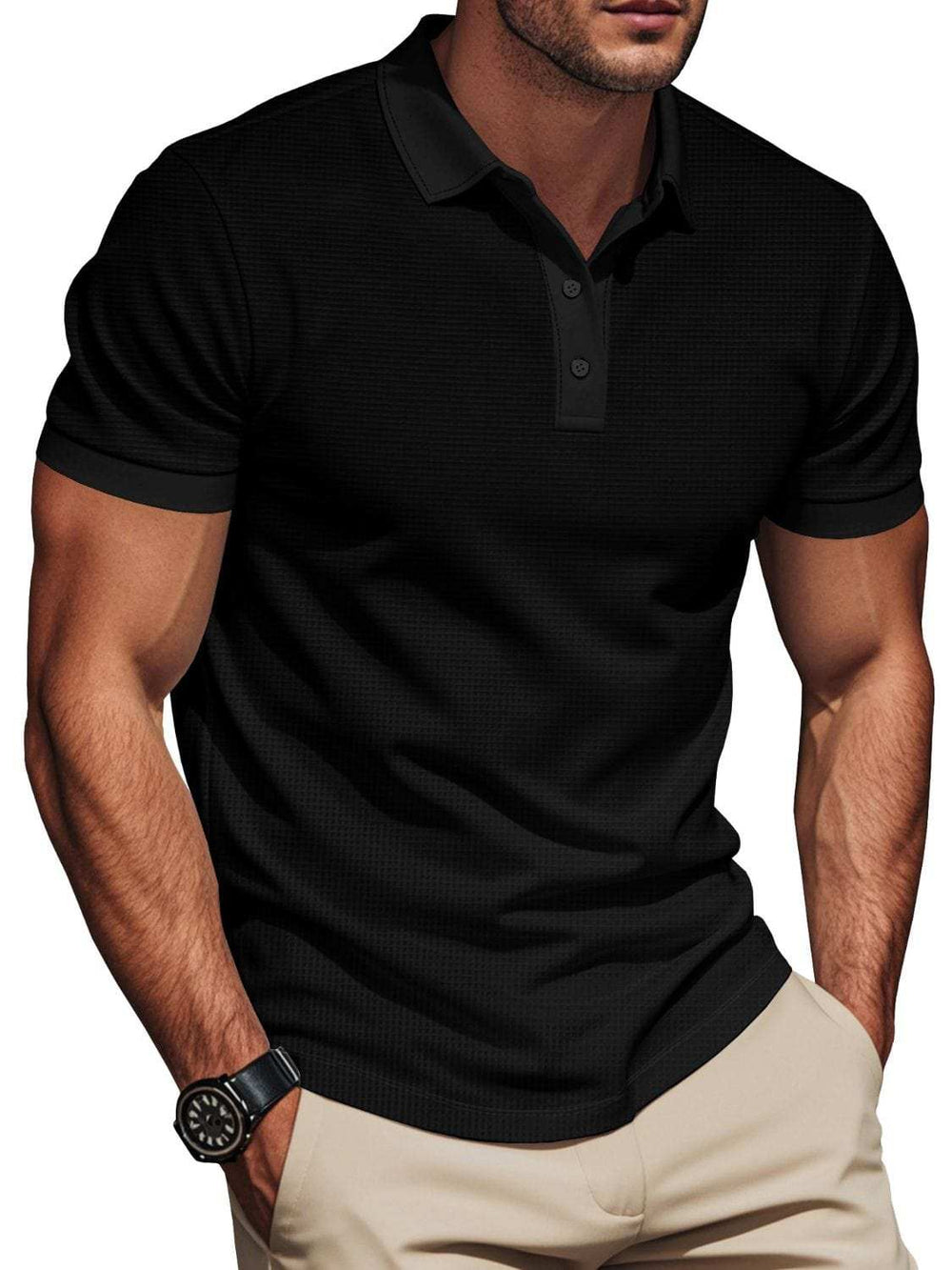 Men's Full Size Short Sleeve Collared Polo Plus Size - Trendsi - Flyclothing LLC