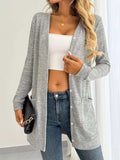 Open Front Longline Cardigan with Side Pockets - Trendsi - Flyclothing LLC