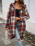 Plaid Zip Up Hooded Coat - Trendsi - Flyclothing LLC