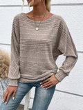 Full Size Round Neck Long Sleeve Top - Trendsi - Flyclothing LLC
