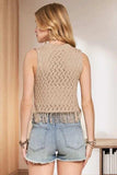 ADORA Fringe Hem Lurex Crochet Vest Top - Trendsi - Flyclothing LLC
