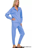 Zenana Scuba Half Zip Pullover and Jogger Set - Trendsi - Flyclothing LLC