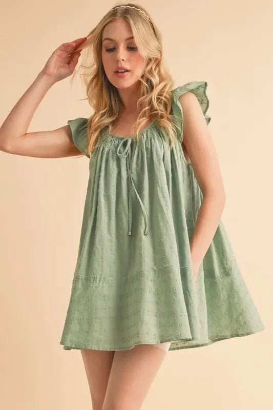 Aemi+Co Ruffled Cap Sleeve Cotton Tunic Mini Dress - Trendsi - Flyclothing LLC