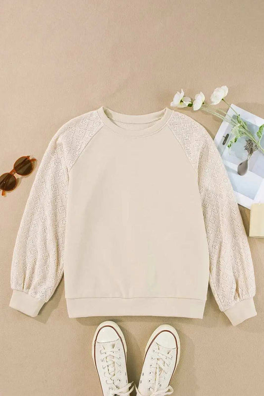Round Neck Long Sleeve Sweatshirt - Trendsi - Flyclothing LLC