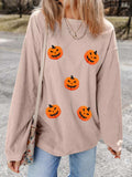 Halloween Pumpkin Drop Shoulder Sweatshirt - Trendsi - Flyclothing LLC