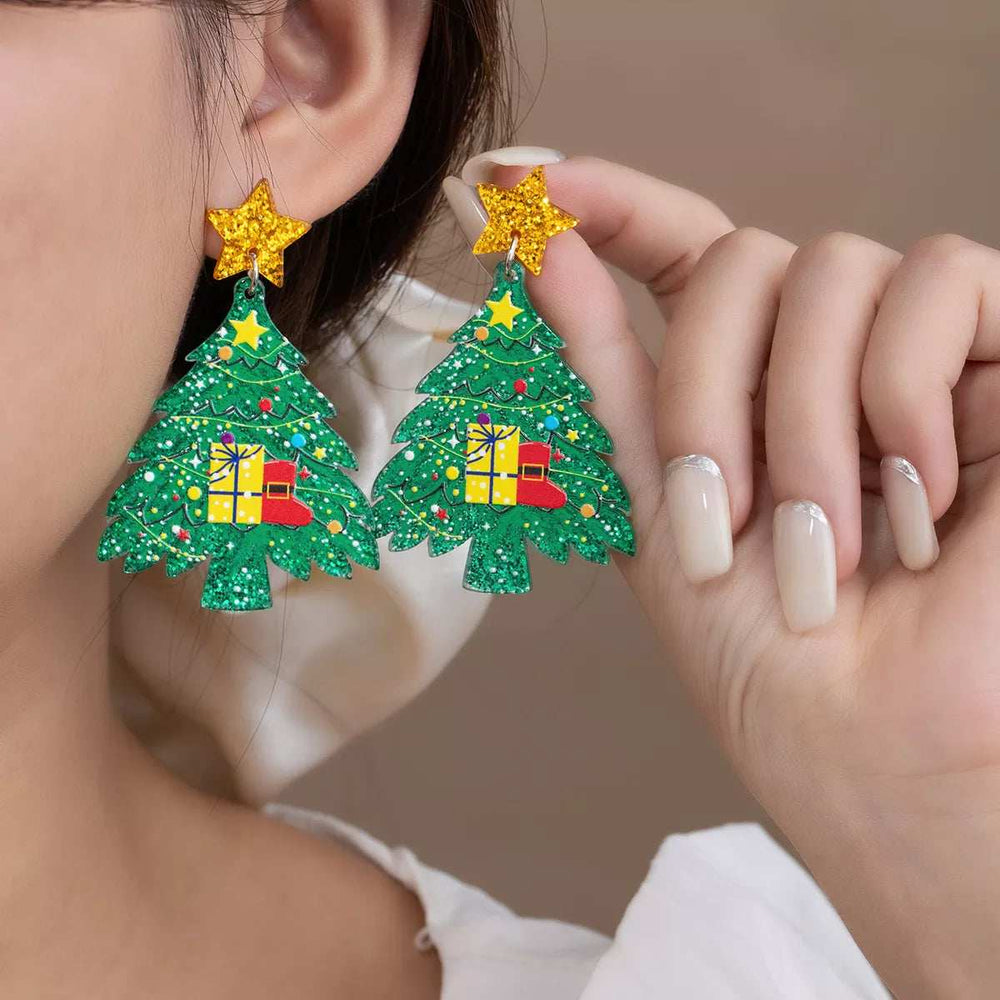 Acrylic Christmas Tree Earrings - Trendsi - Flyclothing LLC