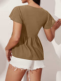 V-Neck Flutter Sleeve Blouse - Trendsi - Flyclothing LLC