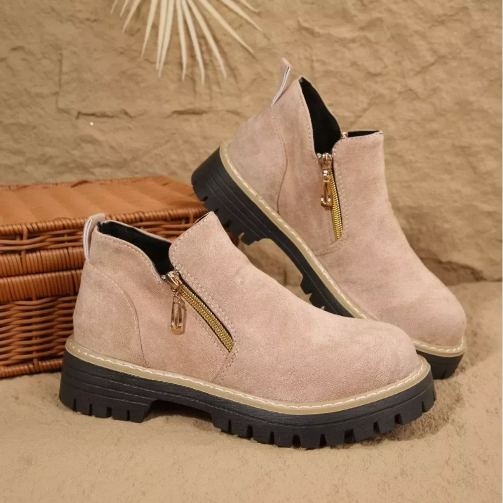 Round Toe Platform Boots - Trendsi - Flyclothing LLC