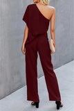Single Shoulder Short Sleeve Jumpsuit - Trendsi - Flyclothing LLC