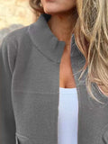 Full Size Textured Knit Zip Up Outerwear Plus Size - Trendsi - Flyclothing LLC