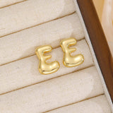 18K Gold-Plated Bubble Letter Stud Earrings - Trendsi - Flyclothing LLC