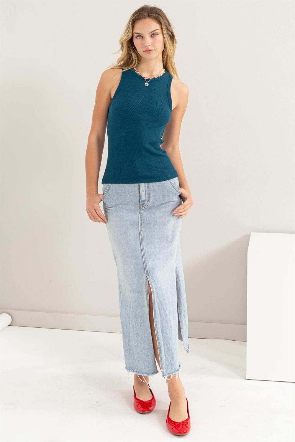 HYFVE Ribbed Round Neck Tank - Trendsi - Flyclothing LLC