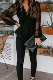 Lace Detail Plunge Long Sleeve Blouse - Trendsi - Flyclothing LLC