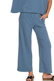 Zenana Cotton Slub Top & Pants Set - Trendsi - Flyclothing LLC