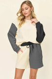 Double Take Full Size Contrast Drop Shoulder Top and Shorts Set - Trendsi - Flyclothing LLC