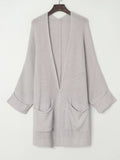Oversized Fold Over Sleeve Open Front Cardigan - Trendsi - Flyclothing LLC