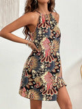 Printed Grecian Neck Mini Dress - Trendsi - Flyclothing LLC