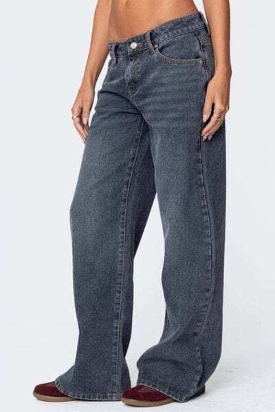 Wide Leg Jeans with Pockets - Trendsi - Flyclothing LLC