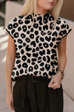 Leopard Cap Sleeve Sweater - Trendsi - Flyclothing LLC