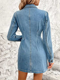 Pocketed Button Up Long Sleeve Denim Dress - Trendsi - Flyclothing LLC