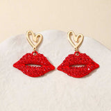 Rhinestone Lip Earrings and Necklace Jewelry Set - Trendsi - Flyclothing LLC