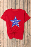 Sequin Star Round Neck Short Sleeve T-Shirt - Trendsi - Flyclothing LLC