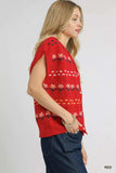 Umgee Button-Down Knit Vest with Floral Pattern - Trendsi - Flyclothing LLC