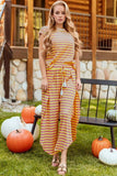 Striped Round Neck Short Sleeve Top and Pants Set - Trendsi - Flyclothing LLC