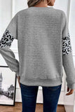 Leopard Round Neck Long Sleeve Sweatshirt - Trendsi - Flyclothing LLC
