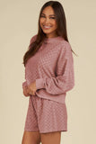 Round Neck Long Sleeve Checkered Top and Shorts Set - Trendsi - Flyclothing LLC