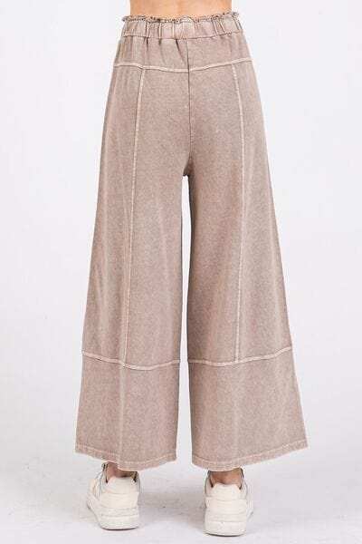 Mittoshop Mineral Wash Seam French Terry Wide Leg Pants - Trendsi - Flyclothing LLC