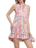 Floral Print Sleeveless Tiered Mini Dress - Trendsi - Flyclothing LLC