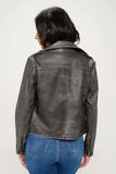 Coalition LA Zip Up Biker Jacket with Belt - Trendsi - Flyclothing LLC