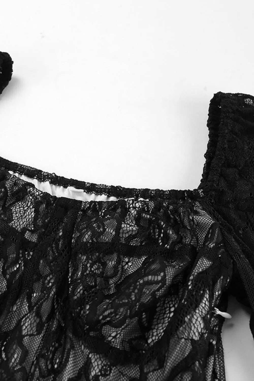 Lace Sweetheart Neck Flare Sleeve Mini Dress - Trendsi - Flyclothing LLC