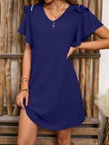 V-Neck Flutter Sleeve Mini Dress - Trendsi - Flyclothing LLC