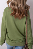 Solid Color Round Neck Long Sleeve Sweatshirt - Trendsi - Flyclothing LLC
